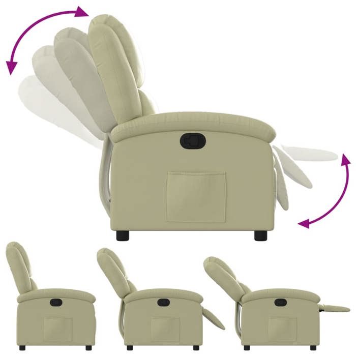 Fauteuil relax - Crème - Fauteuil inclinable - maximale : 110 kg - crème cuir véritable 71x86.5x99.5 cm F6957