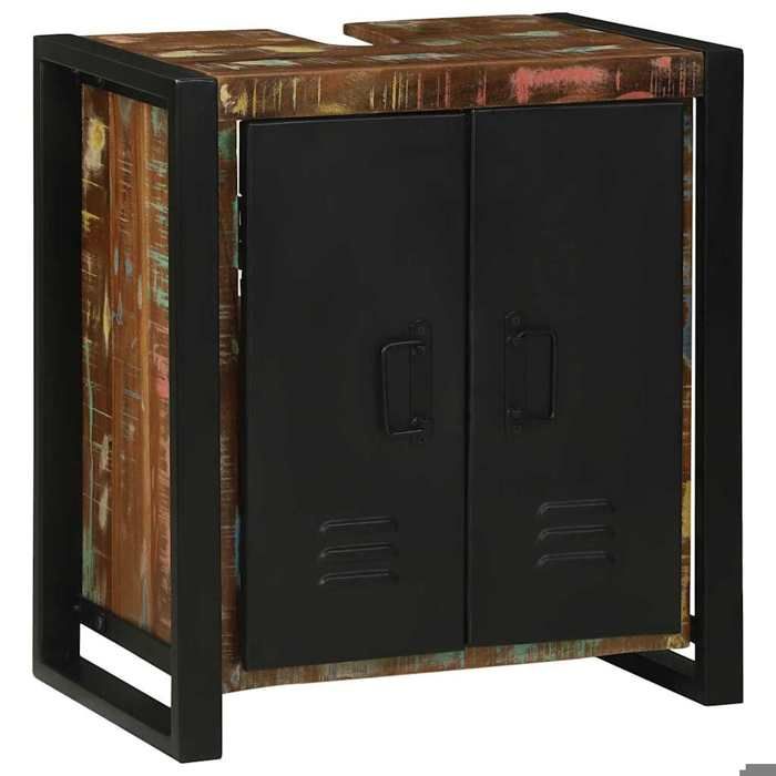 (10555)Moderne Meuble sous évier avec stockage Marron 55x35x60 cm Bois Recyclé Solide poid:21.9 kg