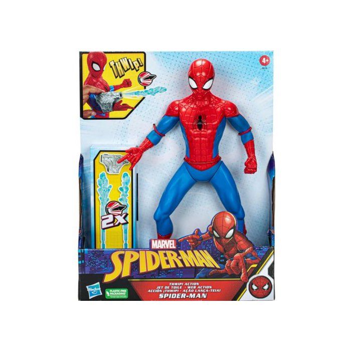 Figurine spider-man : Spiderman 34 cm Jet de Toile - Super Heros - Personnage Articulé Marvel - Jouet - Set garçon + carte Animal