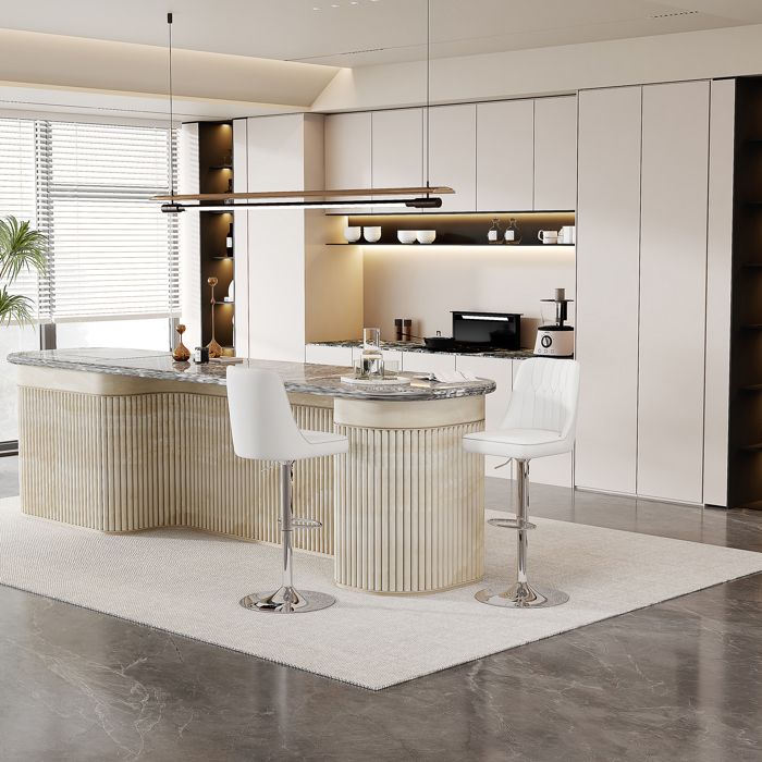 Tabouret de bar réglable - Lot de 2 - Hauteur ajustable 95 5-117 5 cm - Pivotant à 360° - Dossier matelassé en cuir PU