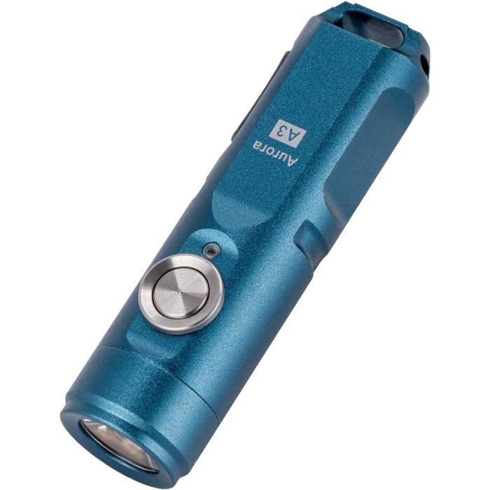 A3-9 Lampe de poche porte-clés rechargeable super lumineuse 5 modes déclairage EDC Mini lampe de poche avec clip magnétique (bleu)