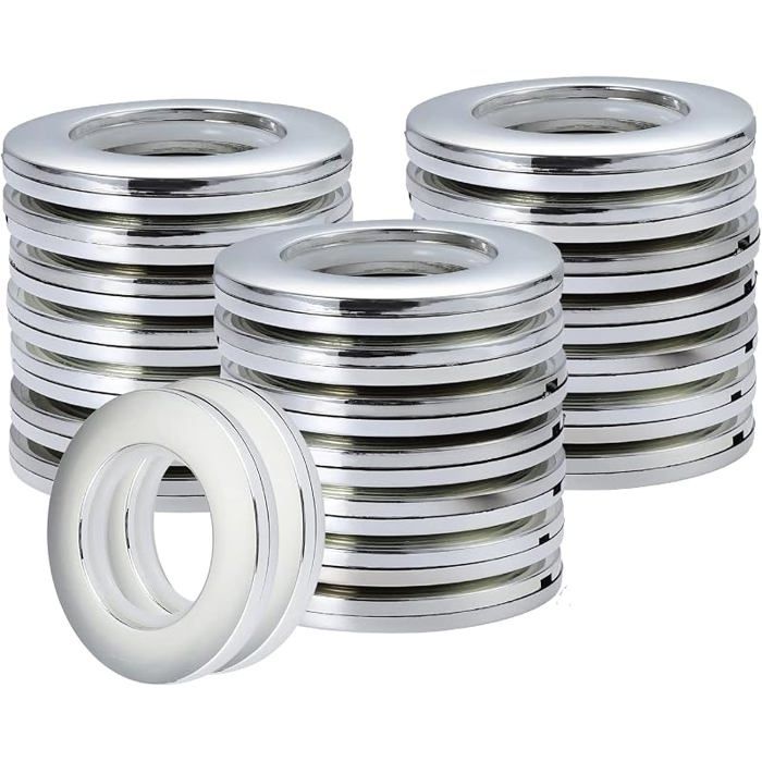 Lot de 32 anneaux à illets en de 40 mm pour fenêtre douche casier (argent vif) Argent argent ANNEAU A RIDEAUX