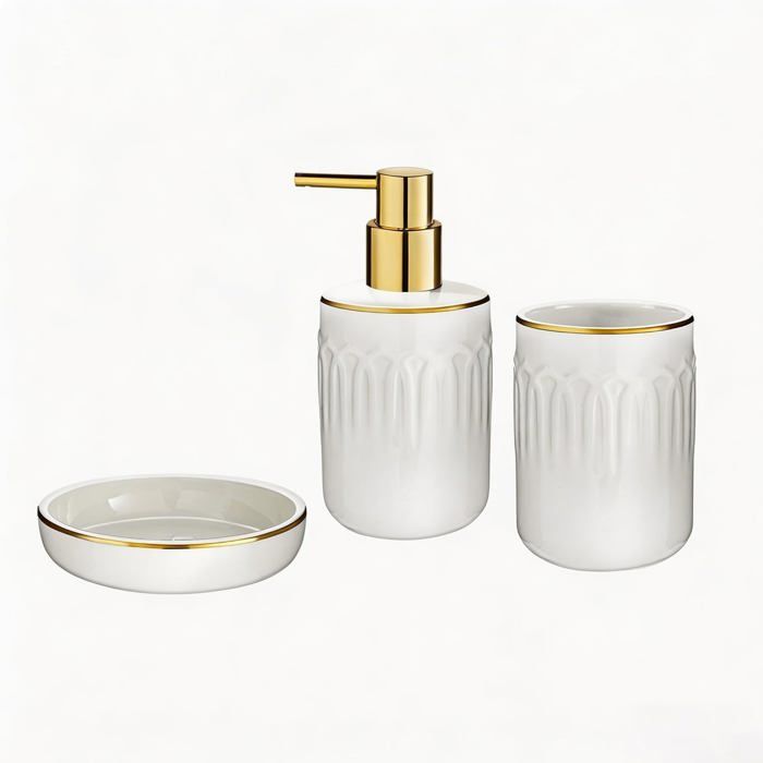 Ensemble accessoires salle de bain 3 pièces  - 3 pièces - Distributeur de savon - Porte-savon