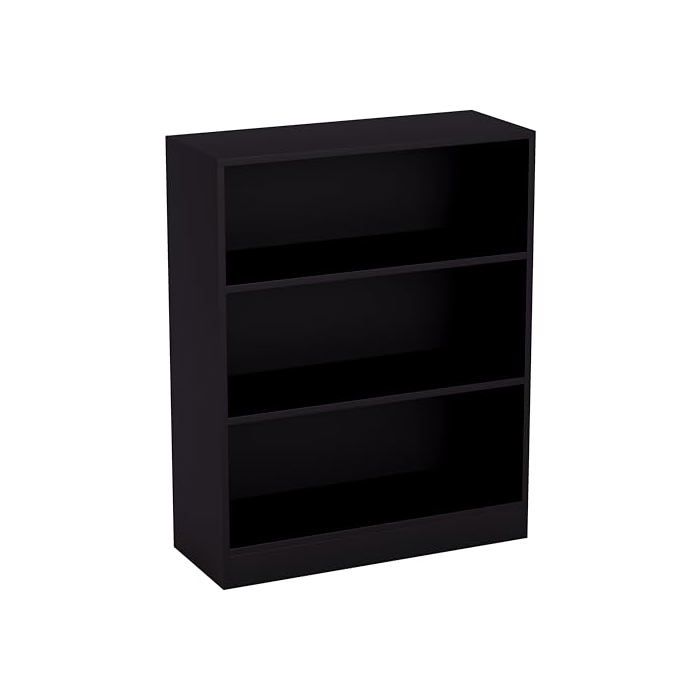 Cambridge Bibliothèque Basse à 3 étagère Bois Noir Meuble pour Bureau Salle de séjour et Chambre - Rectangulaire - Moderne
