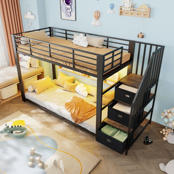Lit superposé métal blanc 90x200cm pour enfant adulte ado escalier réversible tiroirs rangement LED RGB+USB garde-corps sécurité Lit superposé métal blanc 90x200cm pour enfant adulte ado escalier réversible tiroirs rangement LED RGB+USB garde-corps sécurité