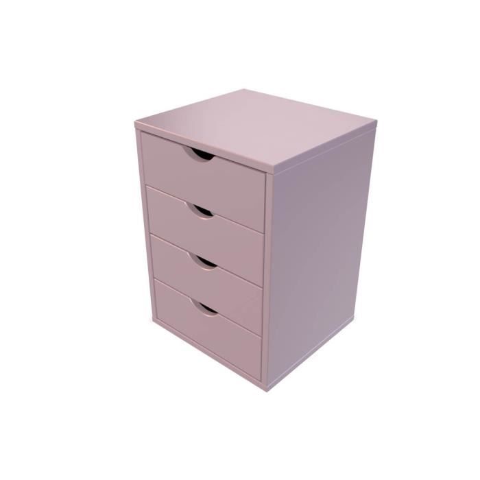abc meubles caisson 4 tiroirs bois massif  violet pastel