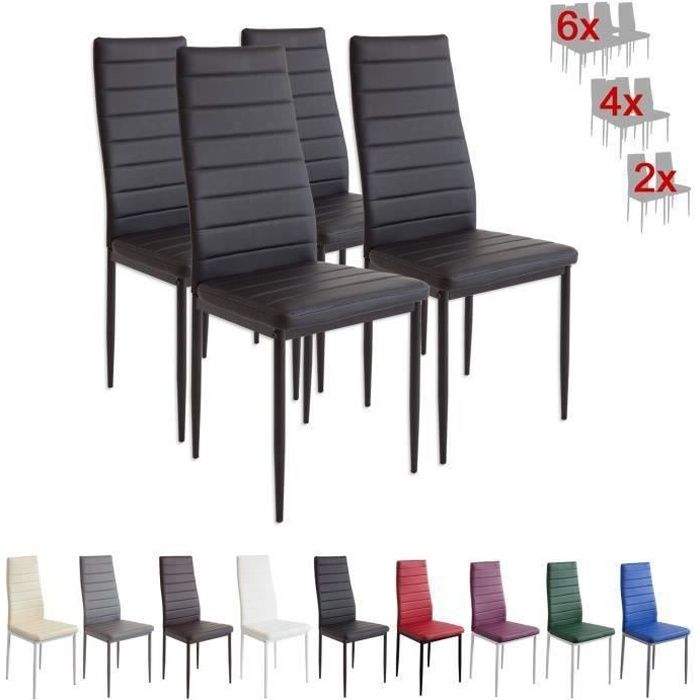 Chaises Milano noir - ALBATROS - Lot de 4 - Métal - Simili - Intérieur - 4 places Chaises Milano noir - ALBATROS - Lot de 4 - Métal - Simili - Intérieur - 4 places