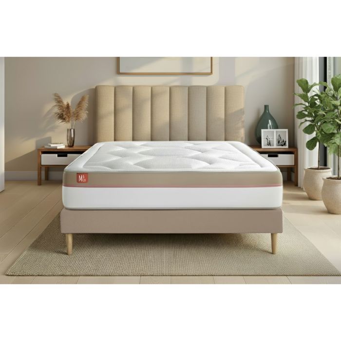 Pack matelas LE COSY 160x200cm Mémoire de forme - Ep. 30cm + sommier Beige Pack matelas LE COSY 160x200cm Mémoire de forme - Ep. 30cm + sommier Beige