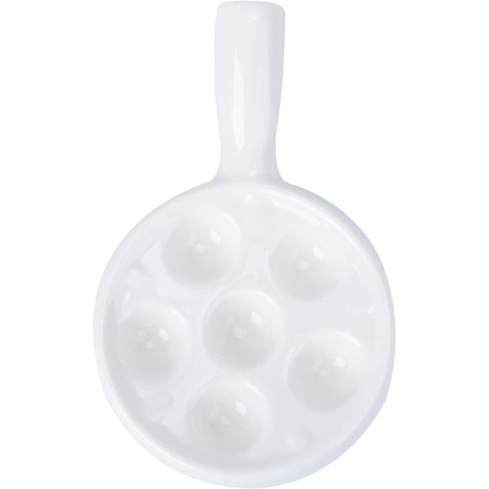 Assiettes à Escargots En Céramique Blanche - Lot De 4, 6 Trous, Avec Poignées - Pour Escargots, Fruits De Mer, Apéritifs - Lavable Au Lave-vaisselle - 3
