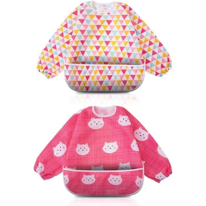 Bavoir Manches Longues Silly Billyz - Tissu Imperméable, Taille 6-24 Mois, Couleur Rose