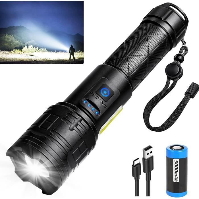 Flintronic Lampe Torche LED Ultra Puissante 2PCS - 3500 Lumens Avec 2 Piles 18650 Rechargeables, Chargeur USB, Holster - 5 Modes, Étanche IPX6 Pour Camping, Bricolage & Urgences