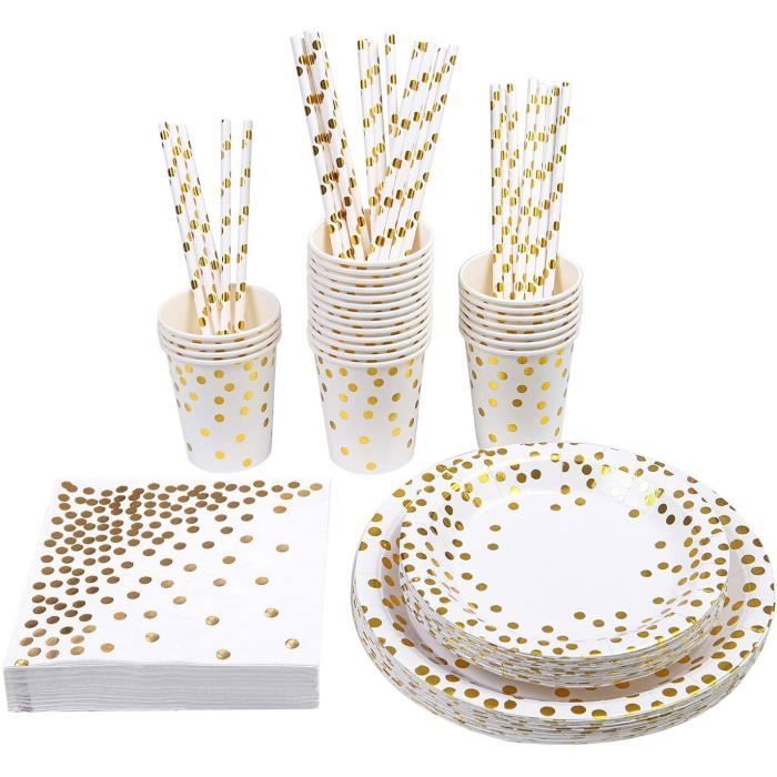 Assiette Jetable Anniversaire Or Vert, Vaisselle Jetable Anniversaire Set  Fille Garço, Gobelets Pailles En Papier Et Serviettu106 - Cdiscount Maison