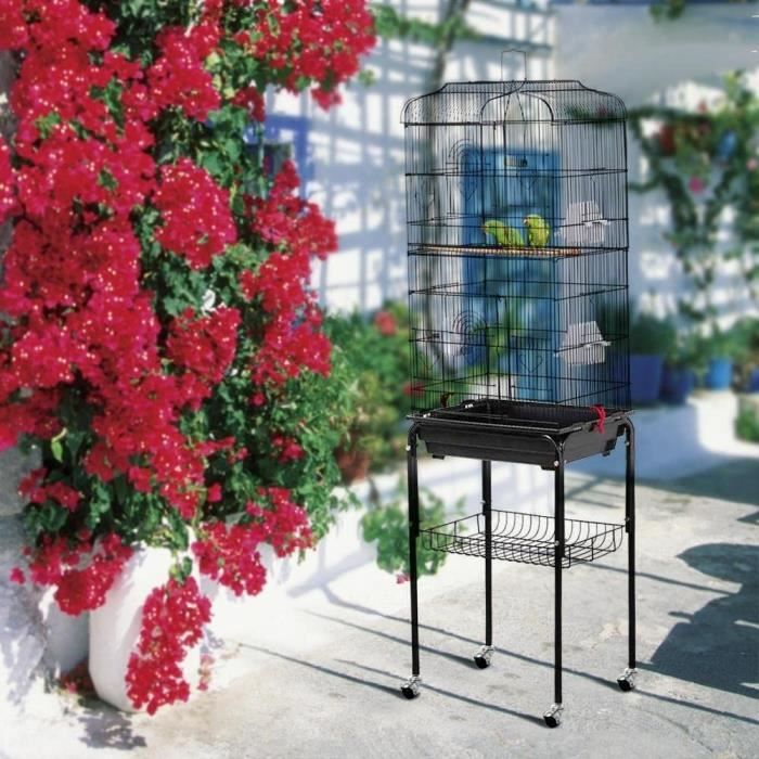46 x 35.3 x 105.6CM Cage pour Oiseaux Volière de Perroquet Canaries Perruche Canaris Grande Cage Volière avec Poignée Portable
