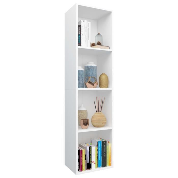 Bibliothèque-Meuble TV KAI Blanc - 4 étagères - 36 x 30 x 143 cm - Aggloméré Bibliothèque-Meuble TV KAI Blanc - 4 étagères - 36 x 30 x 143 cm - Aggloméré