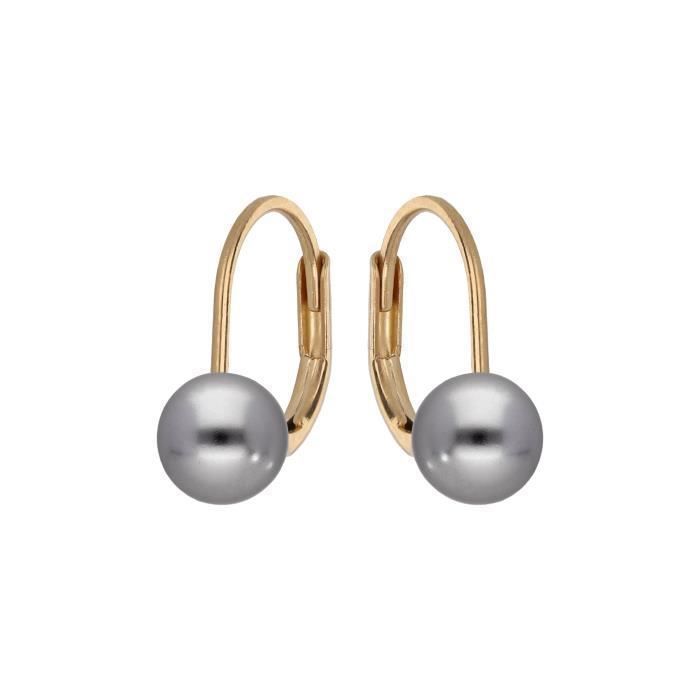 Boucles d'oreilles dormeuse perle et douille plaqué or 3