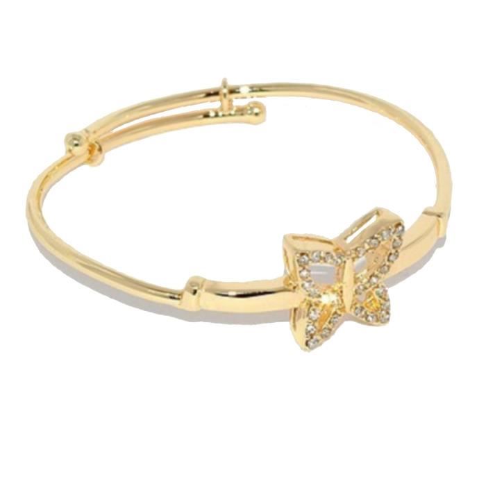 Bracelet Papillon Strass - Neuf Avec étiquettes, Ajustable En Métal Doré Pour Fille