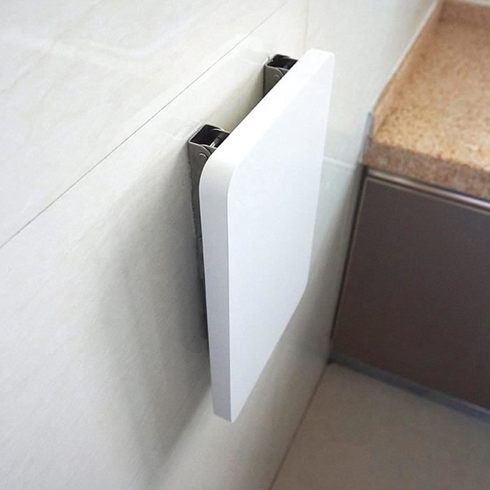 Table Murale Pliante Blanche 40x50 Cm Avec Supports Noirs - Bureau Pliable Pour Petit Espace