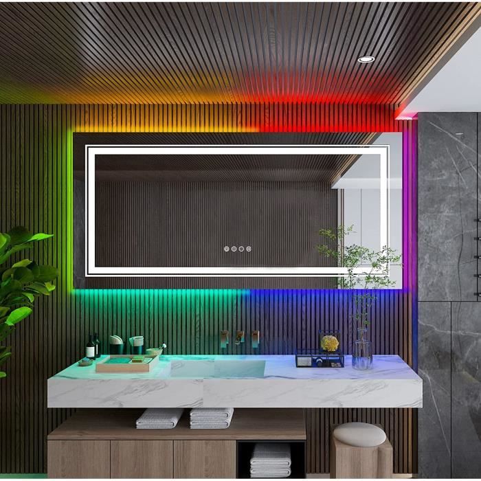 Miroir De Salle De Bain Lumineux LED 80x40 Cm - Éclairage Intégré, étanche IP65, Câble USB | Installation Murale Facile - 9