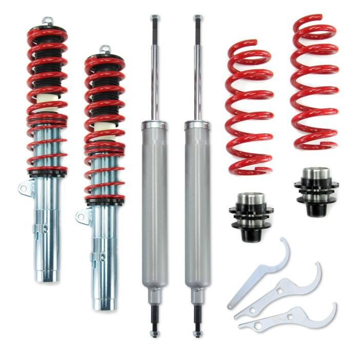 Kit Suspension Combinés Filetés Pour BMW Série 3 E46 - Amortisseurs Réglables + Ressorts - Abaissement 30-85mm
