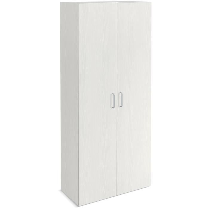 Armoire 2 Portes L 80 P 38 H 183 Blanc Pour Dressing Cellier
