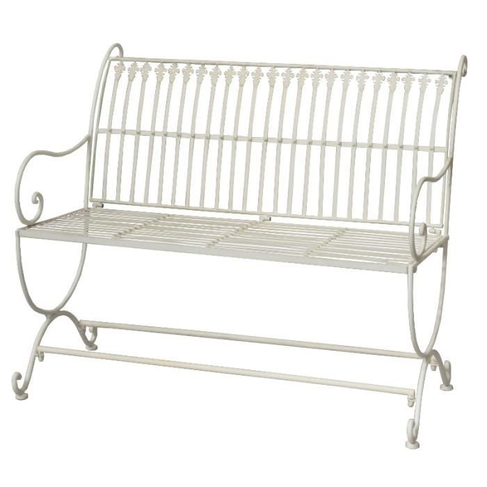 Style Ancien Banc De Jardin En Fer Blanc 103 Cm X 84 Cm X 55 Cm