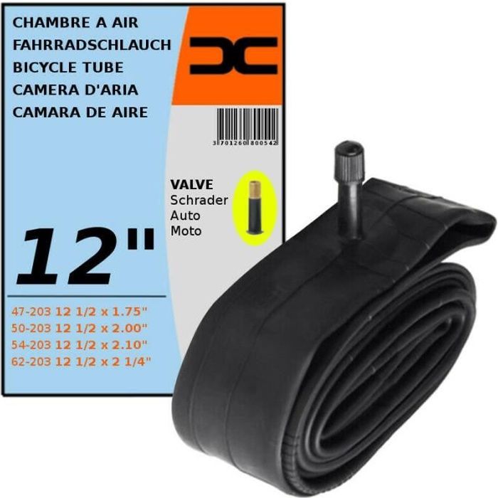 CHAMBRE A AIR VELO 12 1/2 x 2 1/4 (47/62-203) VALVE SCHRADER 35MM