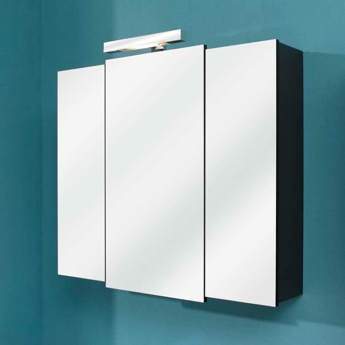 Armoire De Toilette 3 Portes Miroir Avec Eclairage Led Weasley Anthracite 83 Cm Achat Vente Armoire De Toilette Armoire De Toilette 3 Portes Soldes Sur Cdiscount Des Le 20 Janvier Cdiscount