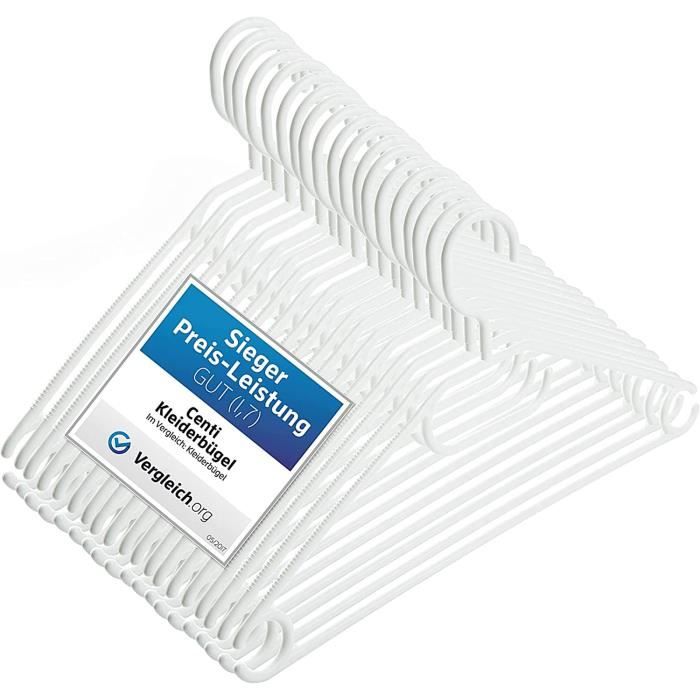 Cintres En Plastique Avec Pinces - Lot De 20, Noir, 40 Cm, Pinces Coulissantes Antidérapantes - Fabriqué En UE