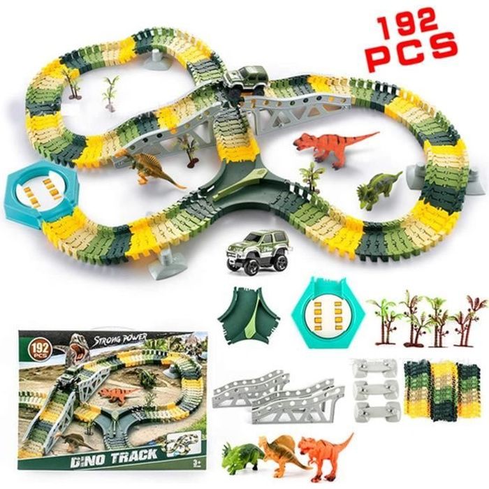 Coffret Jouet Circuit Voiture Dinosaure Construction Enfant Jeux Educatif Cadeau 