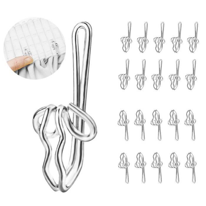 CCUCKY 100 Pièces Crochet de Rideaux en Métal ,Crochets en Métal pour Rideau  de Fenêtre et Rideau de Voiture, Argent - Cdiscount Bricolage