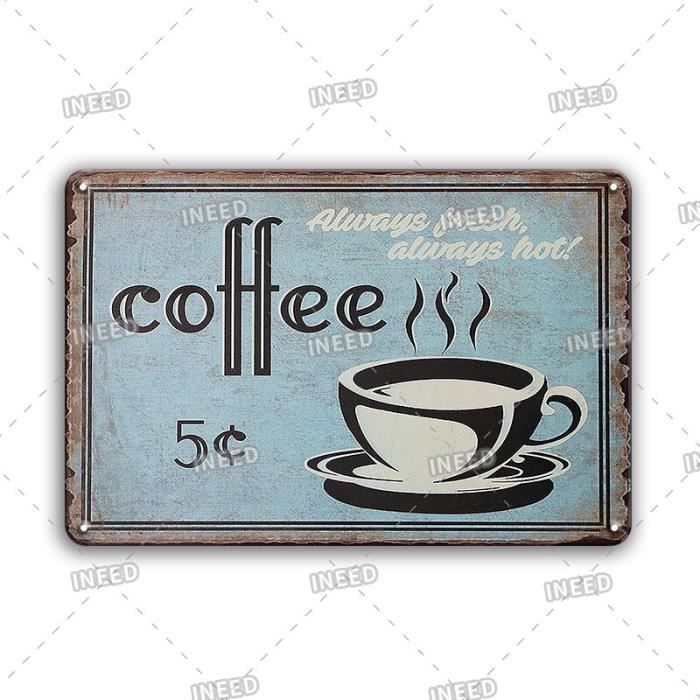 3 Panneaux Métal Vintage Style Café/pub - 30x20 Cm, Pré-percés, Effet Rouillé Décoratif Pour Mur Intérieur