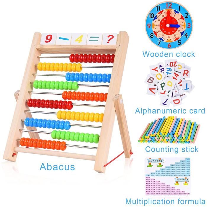 Boulier Règle à Calcul en Bois Boulier Enfant Montessori Abacus