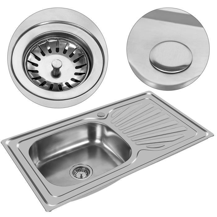 Évier De Cuisine à Encastrer – Acier Inoxydable – 68 X 45 Cm – 1 Bac – 2 Trous