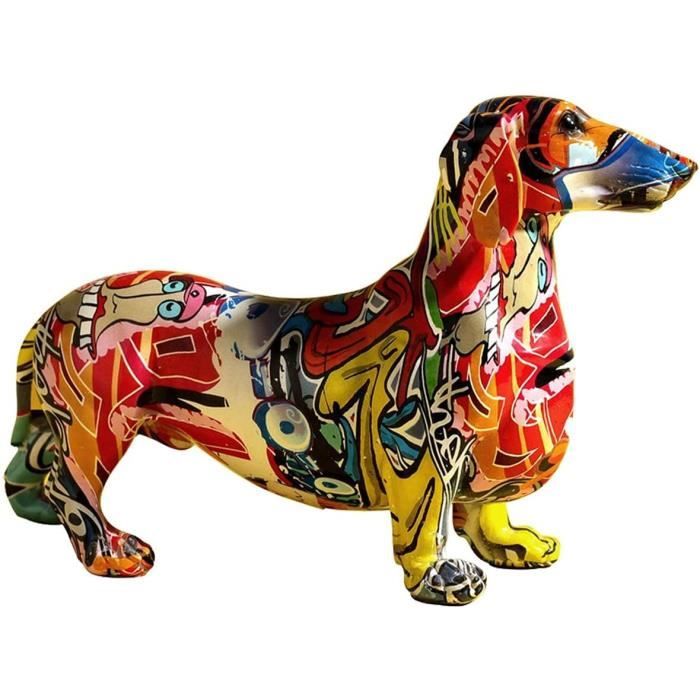 YOYUMI Sculpture Chien Ballon Graffiti, Statue en résine, Art Aquarelle Graffiti, idéal pour la décoration du