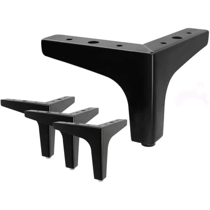 Lot De 4 Pieds De Meubles Ronds En Acier Inoxydable Noir De 51 Cm Avec