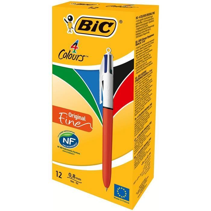 Bic 4 Colours Original, stylo bille, 0,32 mm, 4 couleurs d'encre