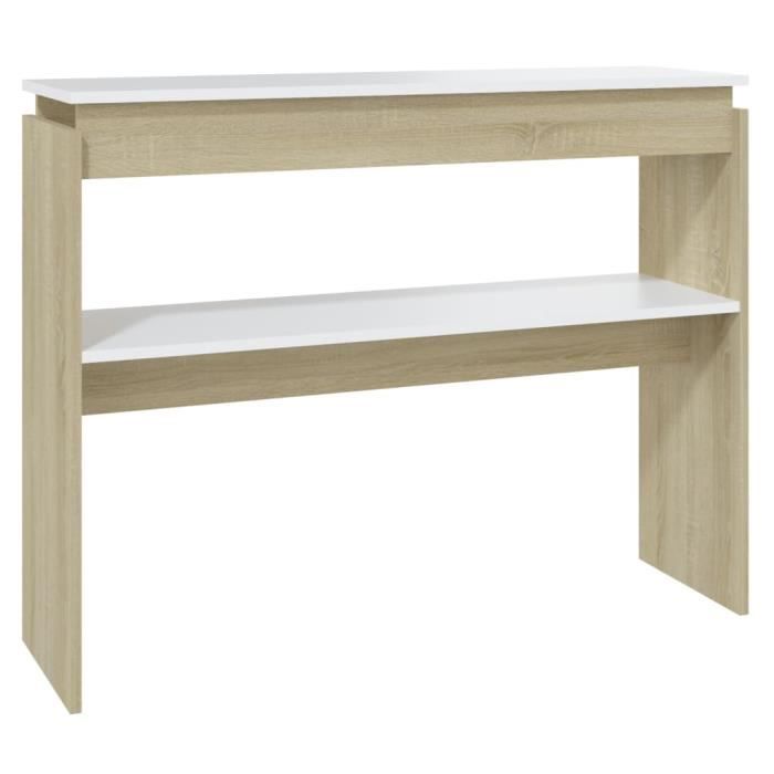 [Sélection Noël] Table d'appoint Table console - Armoire console - Blanc et chêne sonoma 