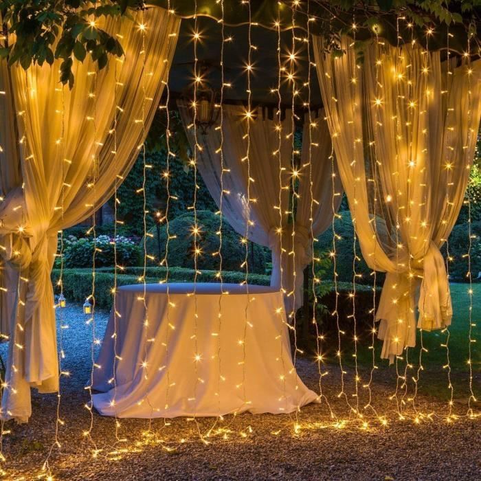 Rideau Lumineux mariage LED Guirlande Lumineuse 3x3m 300 LEDs IP44, 8 Modes  pour Fenêtre, Mariage, Anniversaire, Fête, Noël - Cdiscount Maison
