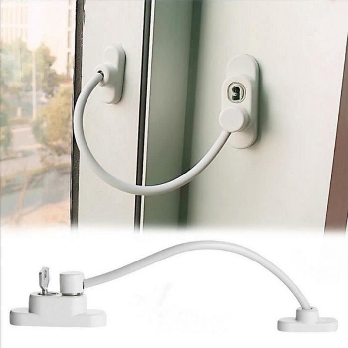Câble De Sécurité Fenêtre/porte – Verrou Enfant, Entrebâilleur Réglable | Installation Facile, Clé Fournie, Idéal Maison Et Commerce