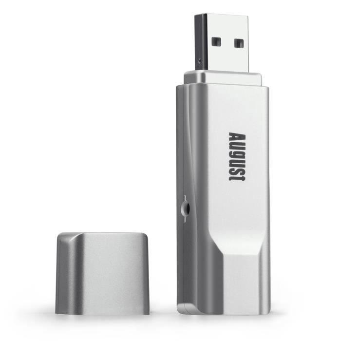 Clé USB Récepteur TNT HD - AUGUST DVB-T210 - Décodeur et Enregistreur pour Ordinateur - Tuner TV PC Windows 11 / 10 / 8 / 7 / Vista