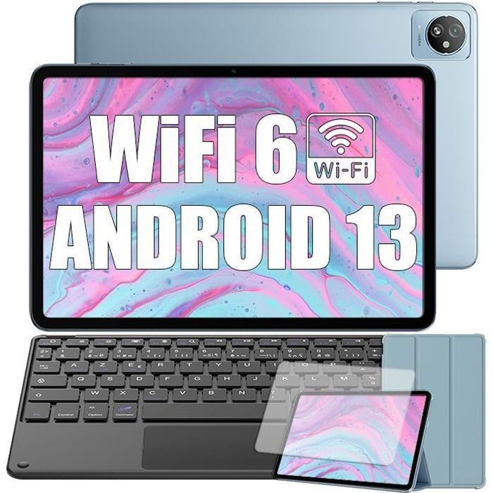 Blackview Tab 30 WiFi Tablette Tactile 10.1 HD+ IPS Android 13Go WiFi 6 RAM 6 Go ROM 64 Go-SD 128 To 5100mAh Bleu Avec Clavier K1