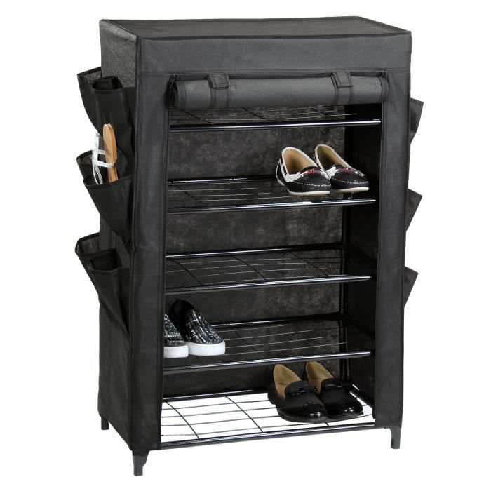 Casame Armoire A Chaussures Housse 59 X 32 X 7 5 Cm Noir Achat Vente Etagere Souple Armoire A Chaussures Housse Cdiscount