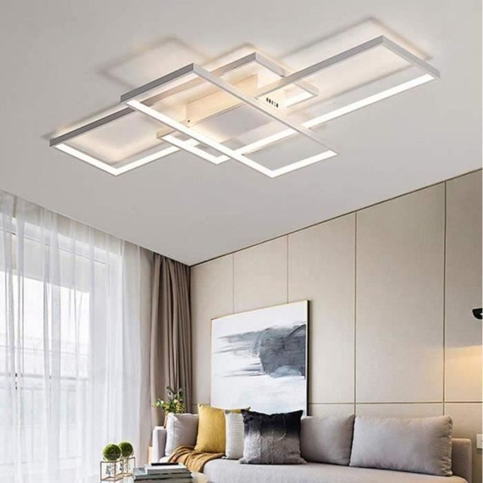 Plafonnier LED Dimmable Design Ovale Moderne - Lampe De Salon, Salle à Manger, Chambre, Salle De Bain, Couloir - Avec Télécommande - Décor Maison De Campagne (Blanc