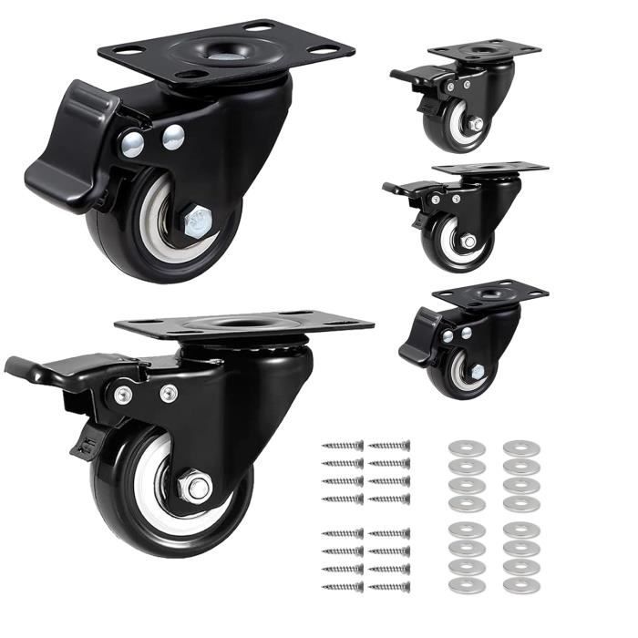 4 Pièces Roulettes pour Meubles avec Frein,Roulettes Pivotantes de 50mm 4 Pièces Roulettes pour Meubles avec Frein,Roulettes Pivotantes de 50mm