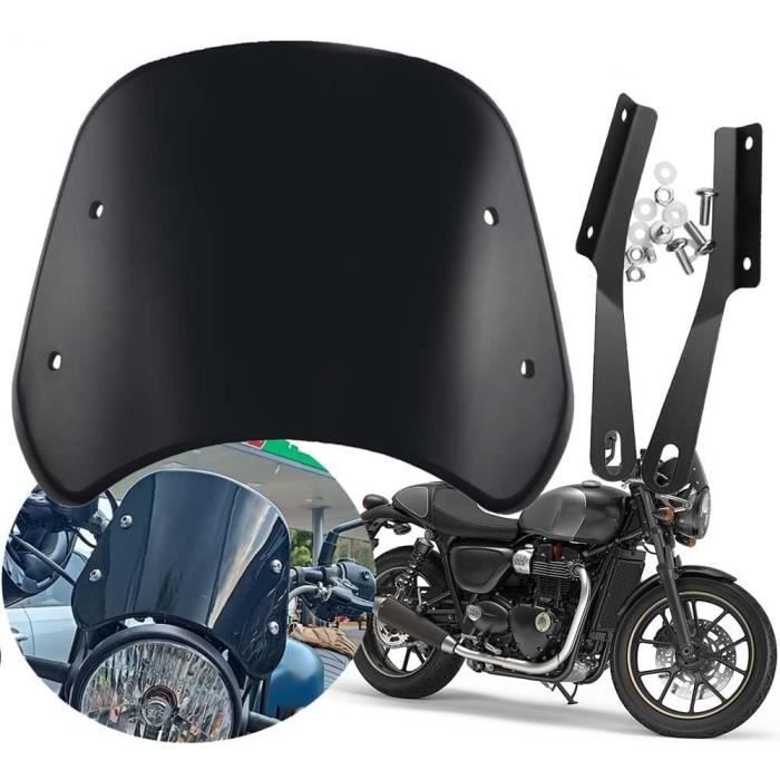 Pare-brise Rétro Pour Triumph Bonneville T100/T120, Speed Twin 1200, Etc. - ABS Noir, Style Vintage, Réduction Du Vent