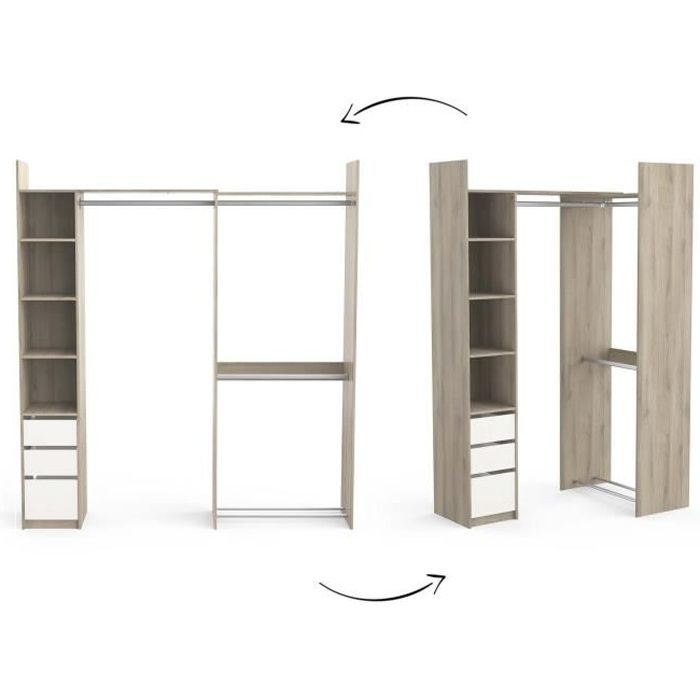 Kit dressing d'angle extensible SWING - Chêne Kronberg/Blanc - L 203.8 x P 43.9 x H 218.3 cm