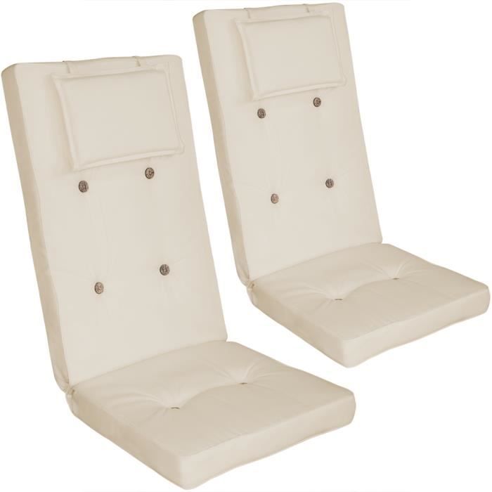 Lot De 2 Coussins De Chaise Avec Dossier Haut Et Repose-tête - Ultra Moelleux - Marque Detex, Neufs