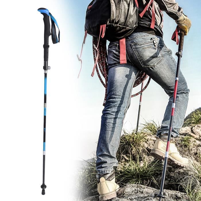 Dilwe Alpenstock Bâtons de randonnée trekking pliables 5 sections bâton de marche en fibre de