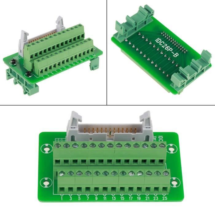 Carte De Dérivation DB26-01 - Adaptateur Mâle Pour Câblage PCB, Bornier à Vis - Dimensions 69x39.5x20.5mm