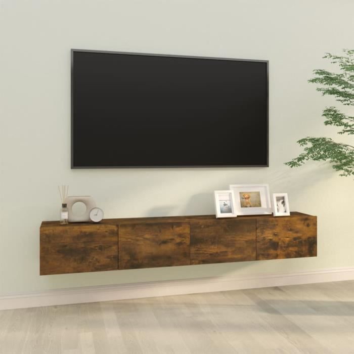 famirosa meubles tv 2 pcs chêne fumé 100x30x30 cm bois d'ingénierie-466